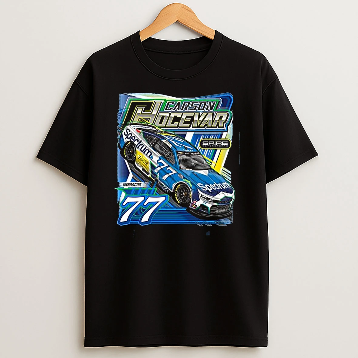 Carson Hocevar Spire Motorsports Light Blue 77 Spectrum T Shirt