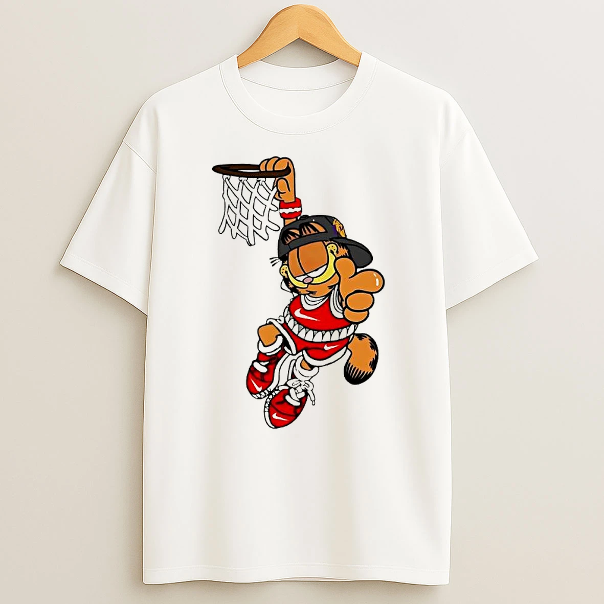 Cat Basketball Slam Dunk Red Jersey T Shirt