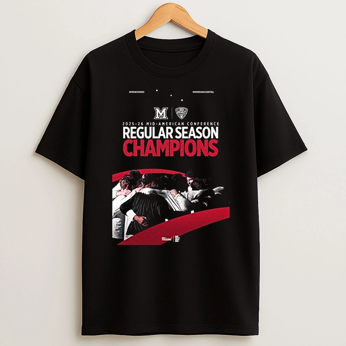 Celebrate Miami Redhawks Mens Basketball 2026 Mac Regular Season Champions T Shirt