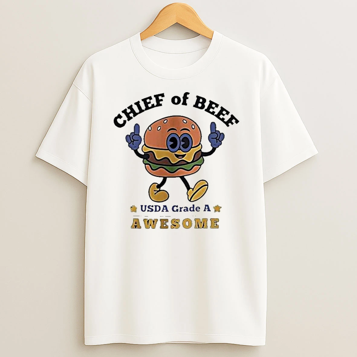 Chief Of Beef Usda Grade A Awesome Burger Cartoon T Shirt