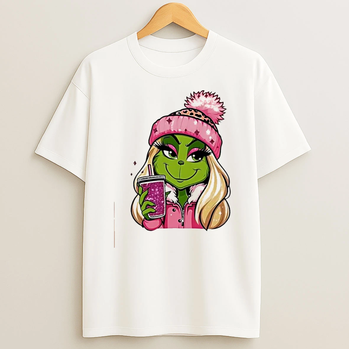 Christmas Pink Grinch Girl Milktea 2025 T Shirt