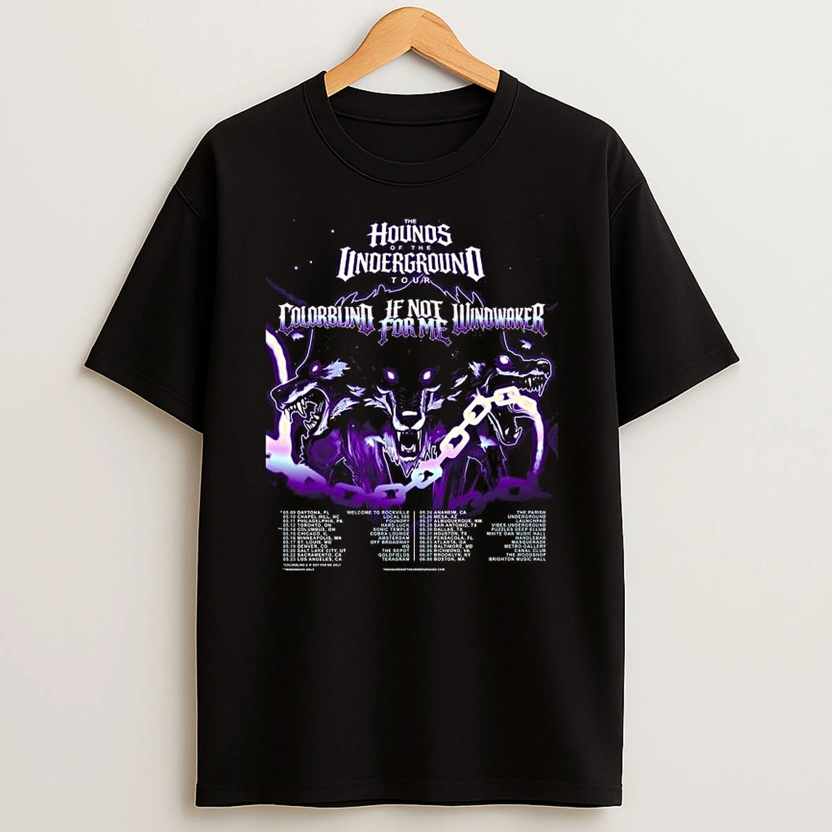 Colorblind Ft If Not For Me And Windwaker The Hounds Of The Underground Tour 2026 Schedule Dates Purple Version T Shirt