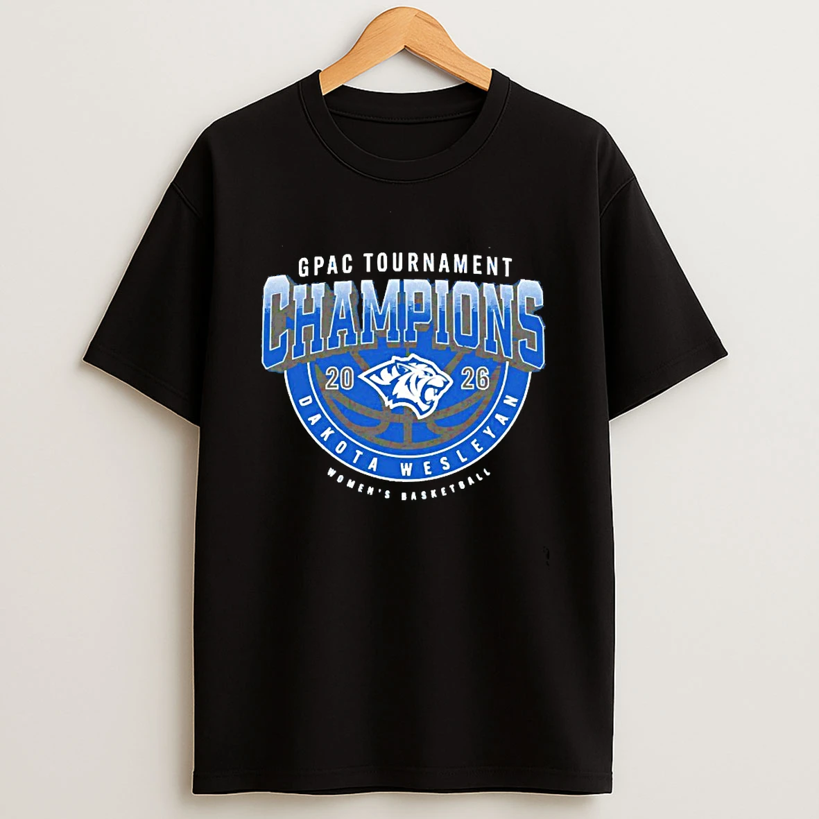 Dakota Wesleyan Tigers Womens Basketball 2026 Gpac Tournament Champions T Shirt
