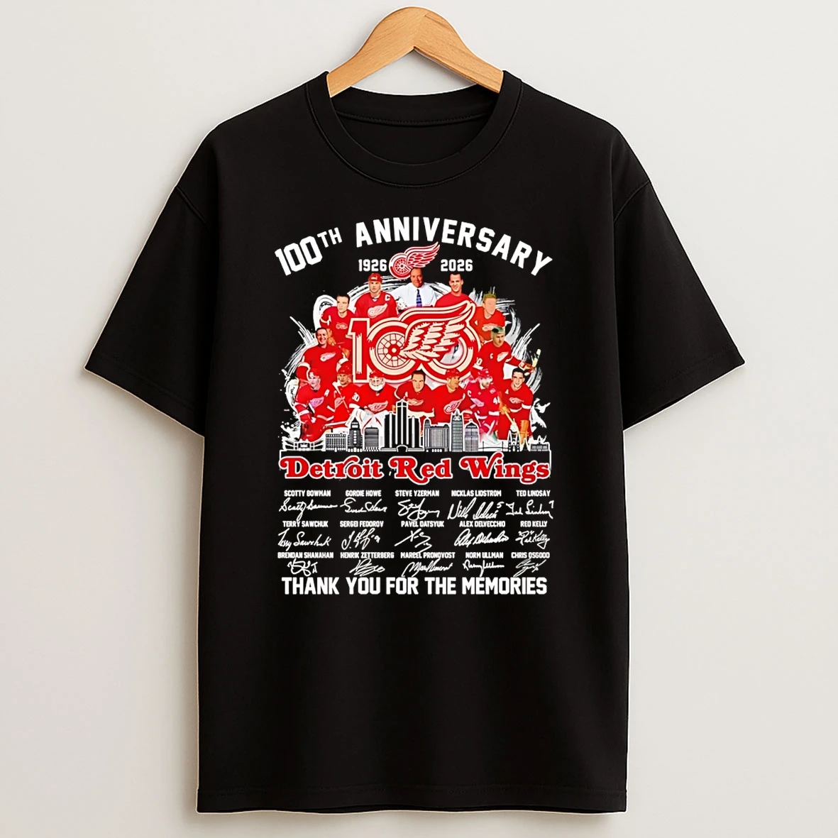 Detroit Red Wings 100th Anniversary 1926 2026 Signature Thank You For The Memories T Shirt