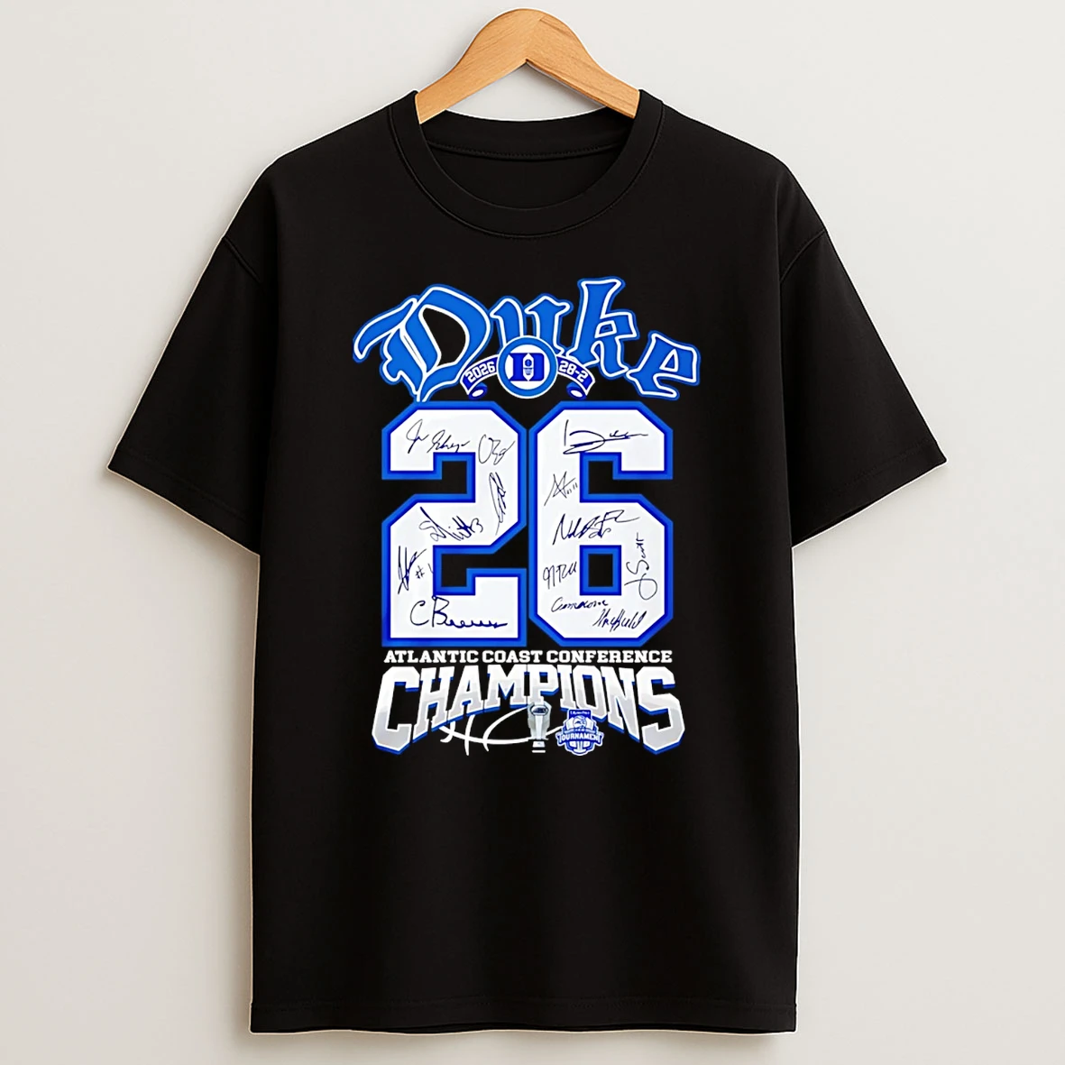 Duke Blue Devils Acc Champions 2026 Player Name Signatures T Shirt