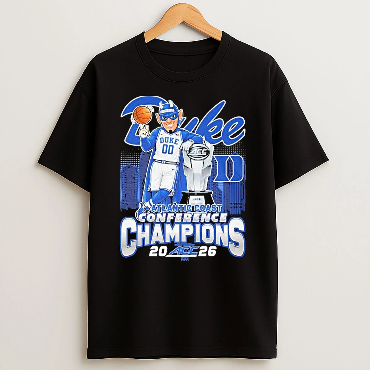 Duke Blue Devils Mens Basketball 2026 Atlantic Coast Conference Champions Mascot T Shirt
