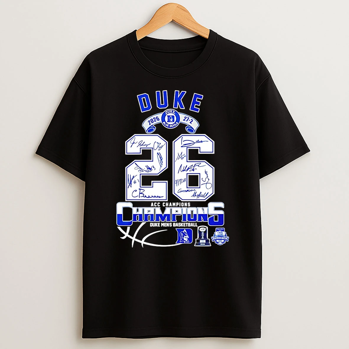 Duke Mens Basketball 2026 Acc Champions 27 2 Signatures T Shirt
