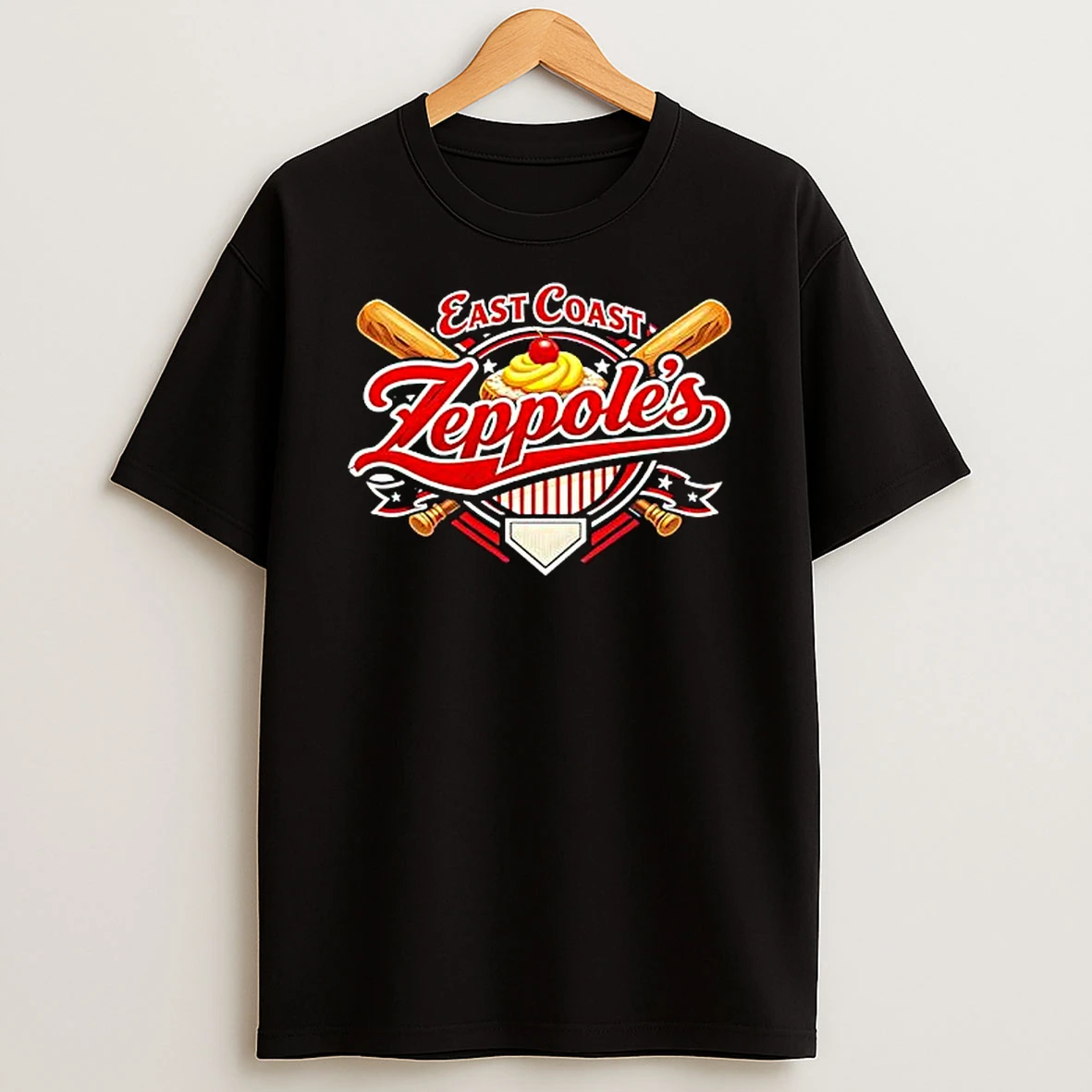 East Coast Zeppoles Baseball Bat And Pastry Graphic T Shirt