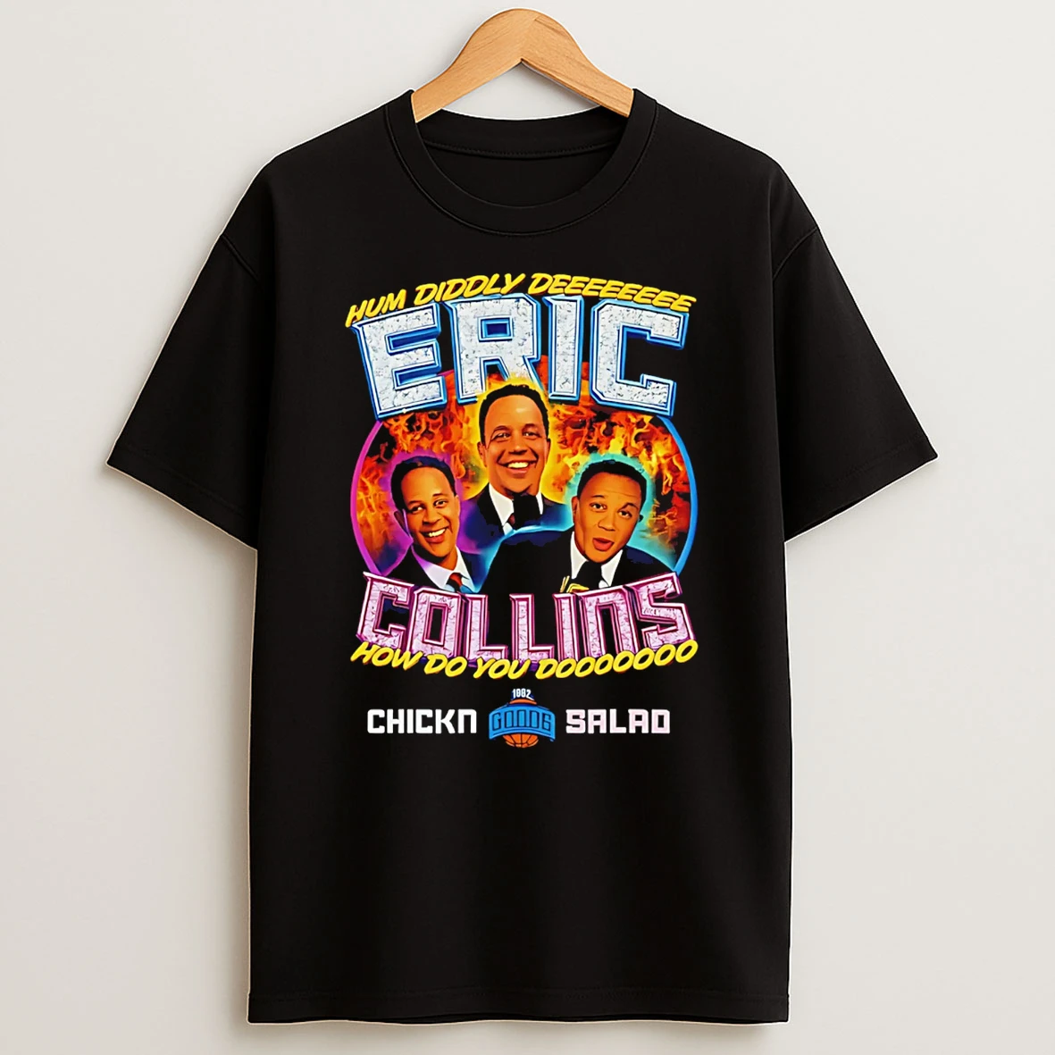 Eric Collins Hum Diddly Dee How Do You Do Good Chickn Salad 1982 Flames Graphic T Shirt