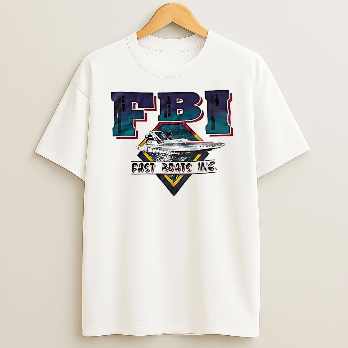 Fbi Fast Boats Inc Speedboat Retro Diamond T Shirt