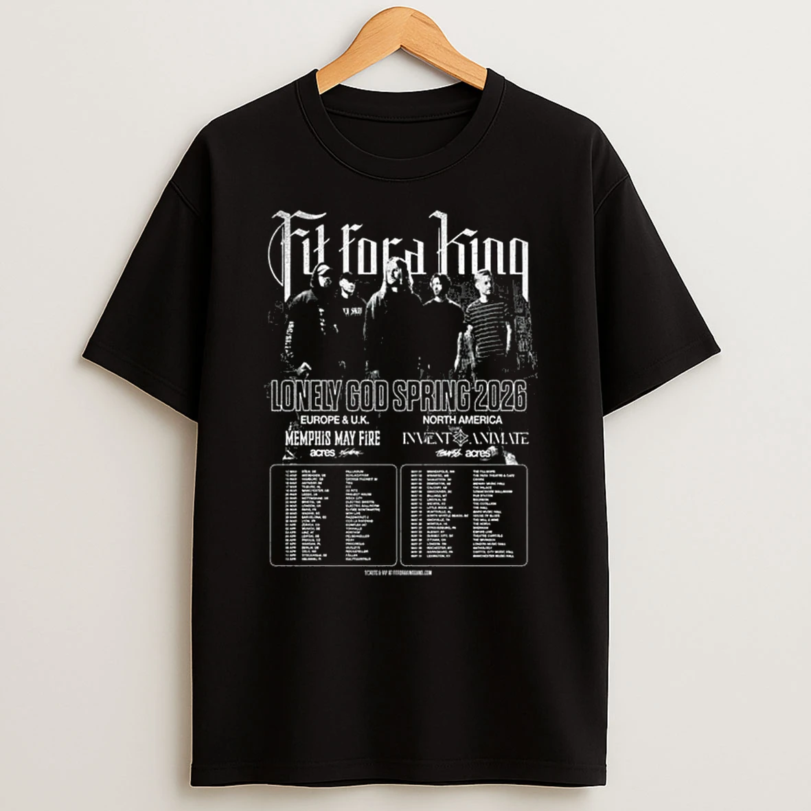 Fit For A King Lonely God Spring 2026 World Tour Europe And Uk And North America Schedule Dates T Shirt