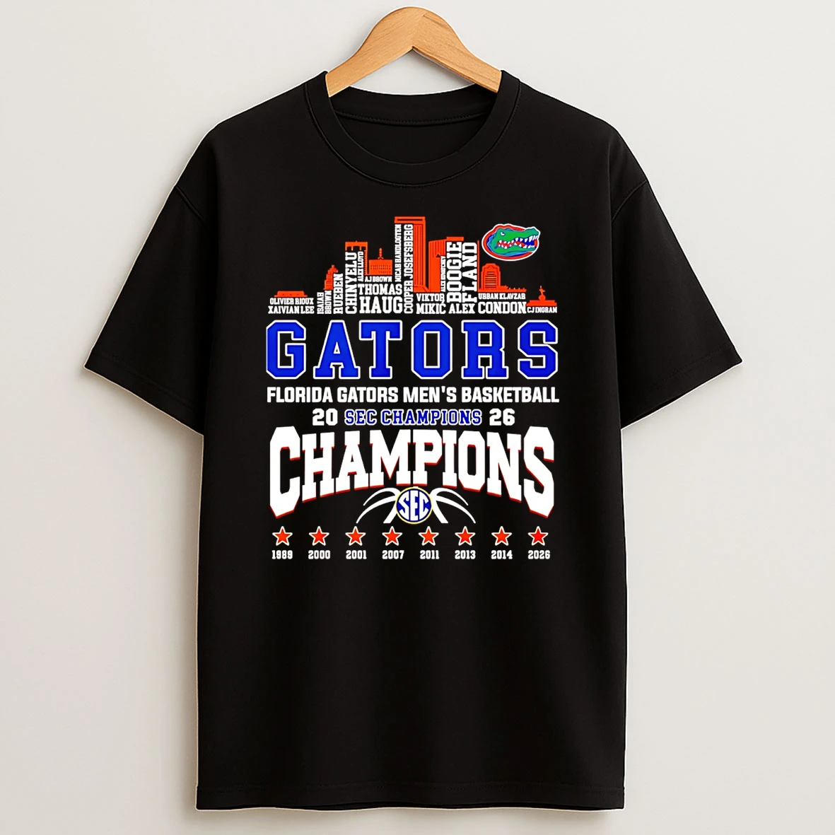 Florida Gators Mens Basketball 2026 Sec Champions 8 Time City Skyline T Shirt