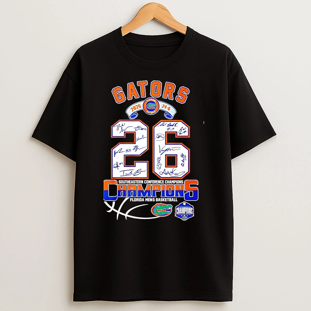 Florida Gators Mens Basketball 26 Sec Champions Signatures T Shirt
