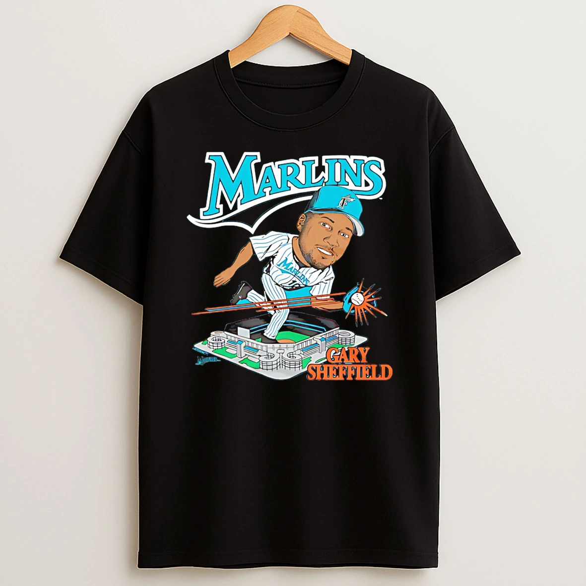 Florida Marlins Gary Sheffield Signature Caricature T Shirt