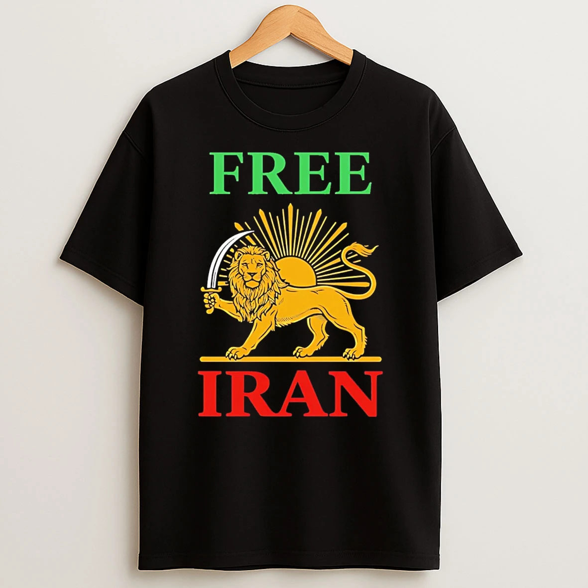Free Iran With Lion And Sun Shiro Khorshid Symbol T Shirt