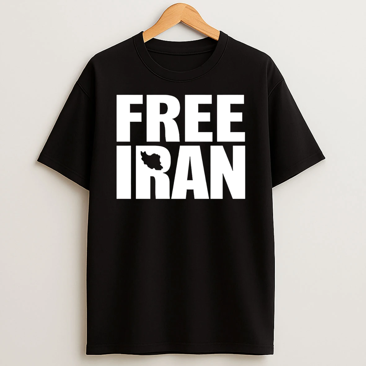 Free Iran With Map Silhouette Minimalist Solidarity T Shirt