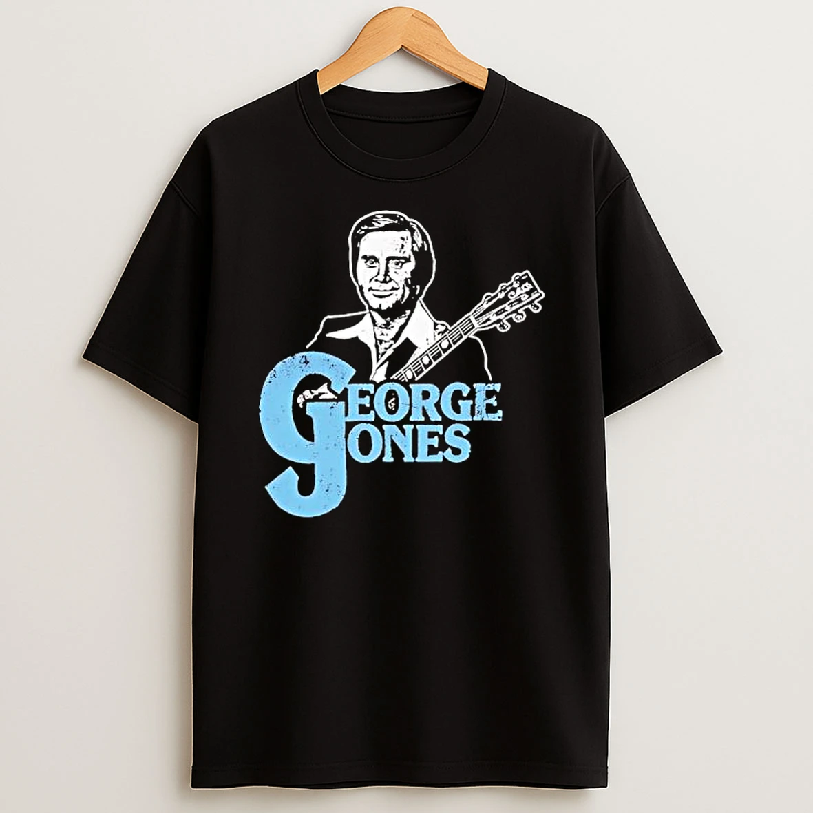 George Jones Country Music Legend Portrait With Guitar T Shirt