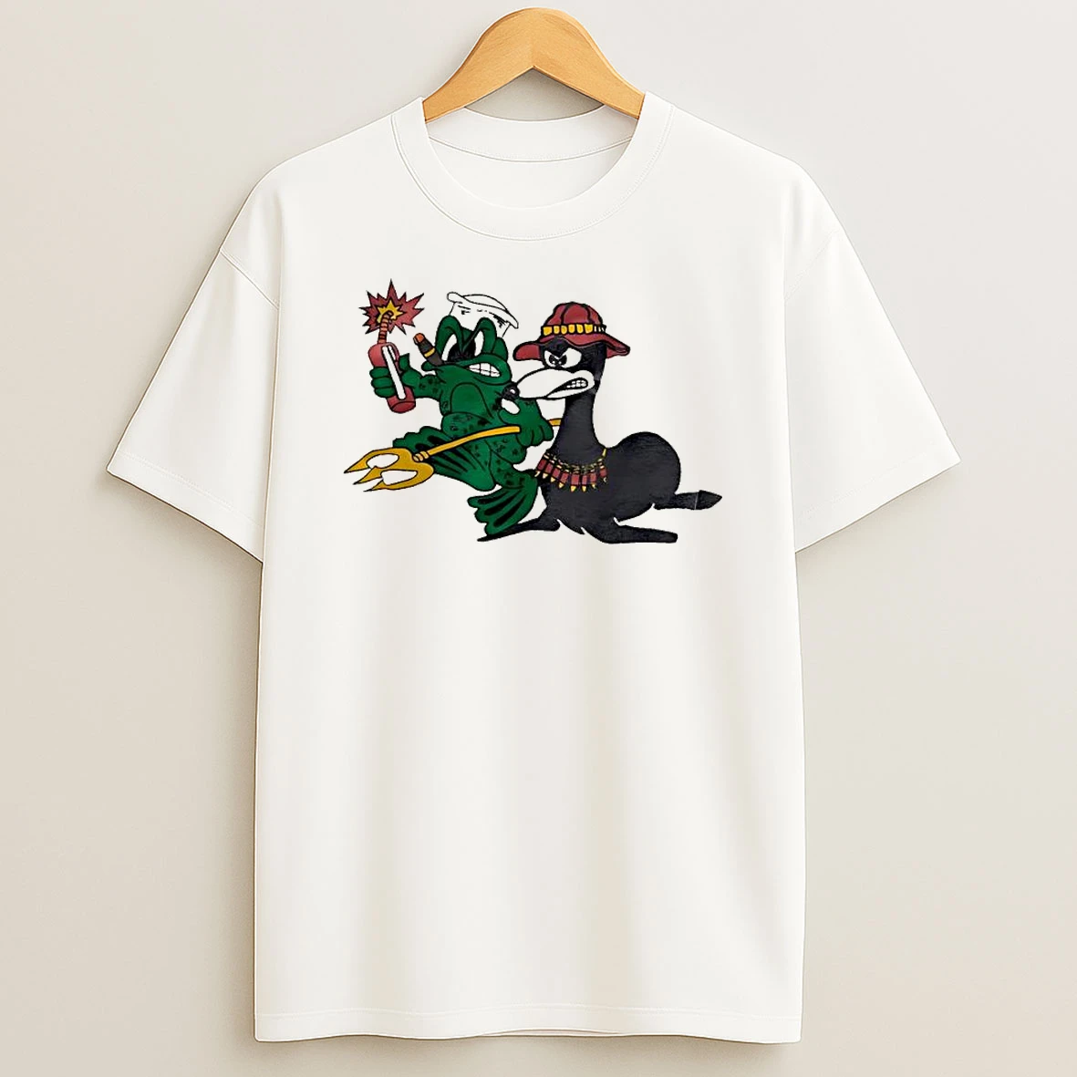 Green Frog And Black Seal T Shirt