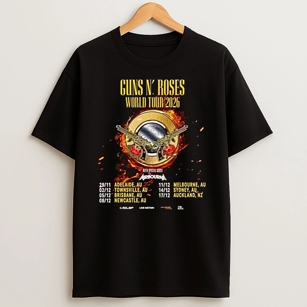Guns N Roses World Tour 2026 Australia And New Zealand Schedule Dates T Shirt
