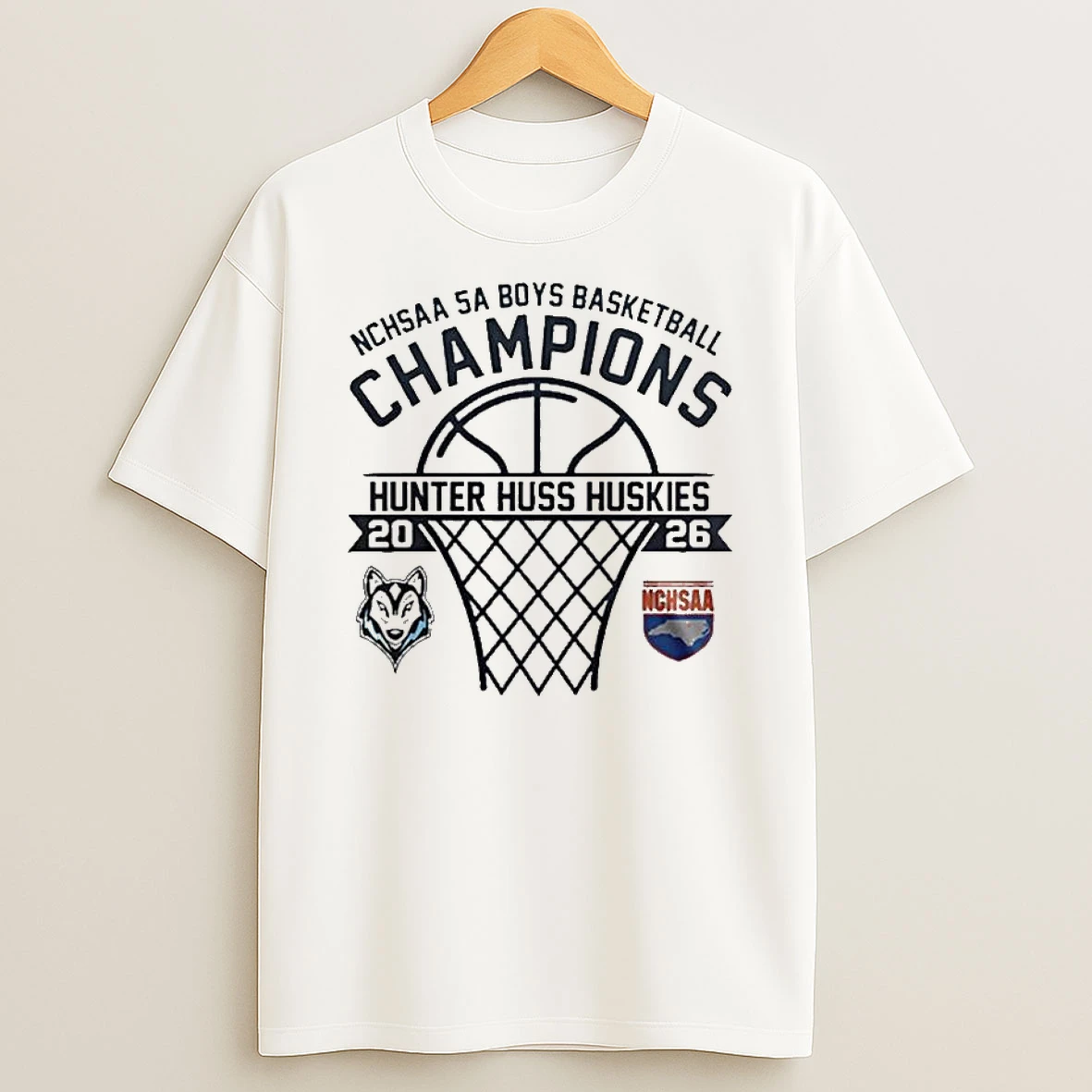 Hunter Huss Huskies 2026 Nchsaa 5a Boys Basketball Champions T Shirt