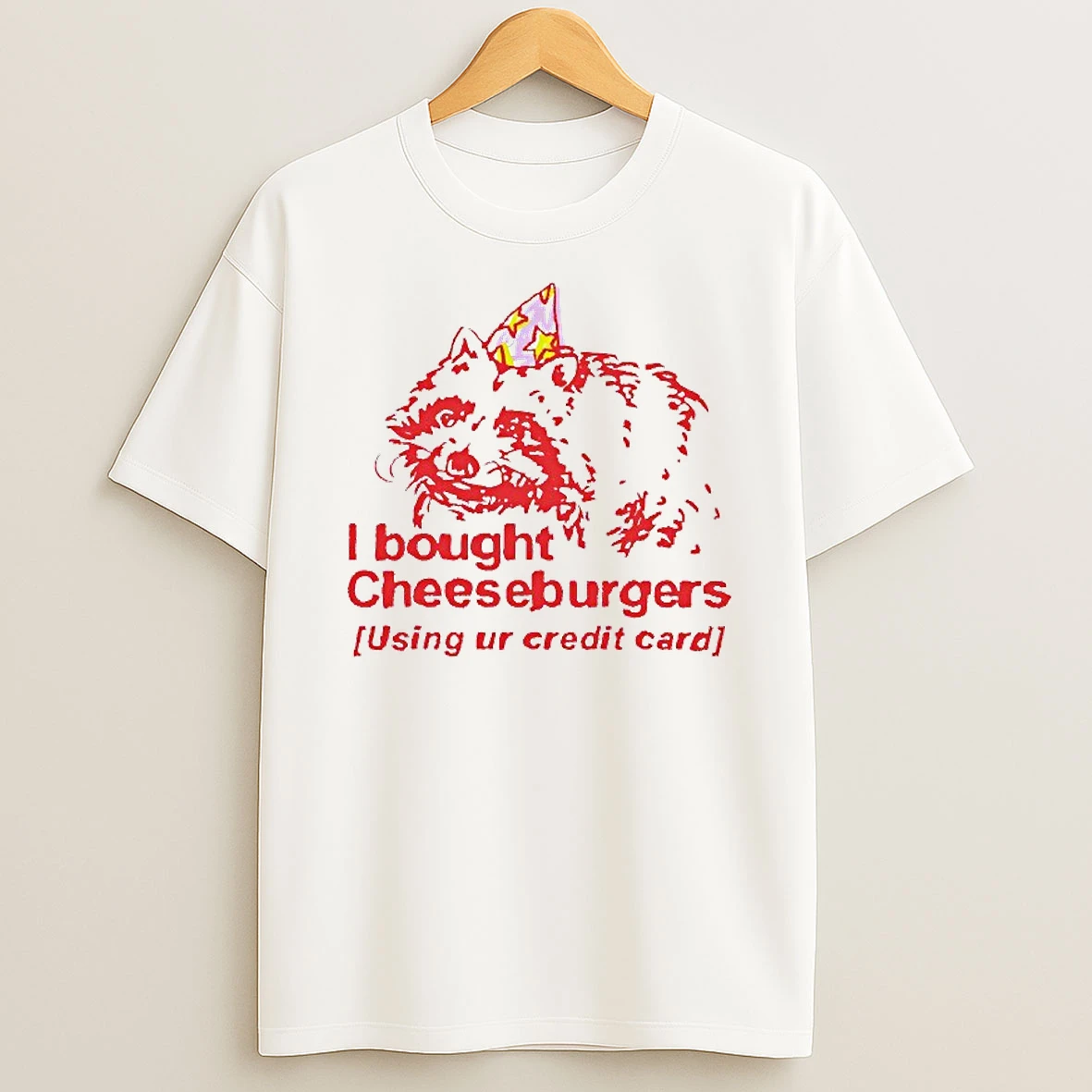 I Bought Cheeseburgers Using Ur Credit Card Raccoon T Shirt