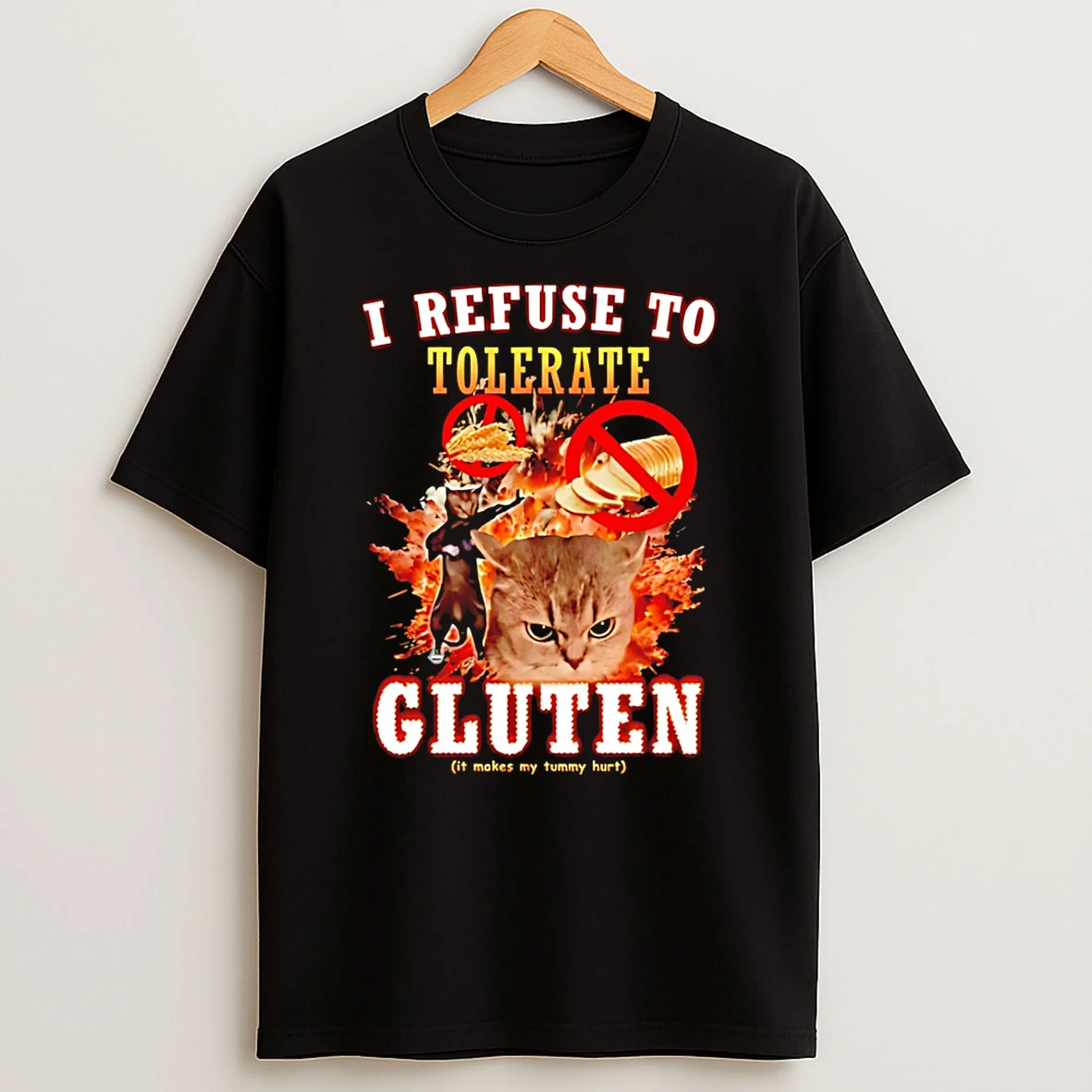 I Refuse To Tolerate Gluten Funny Cat Meme T Shirt