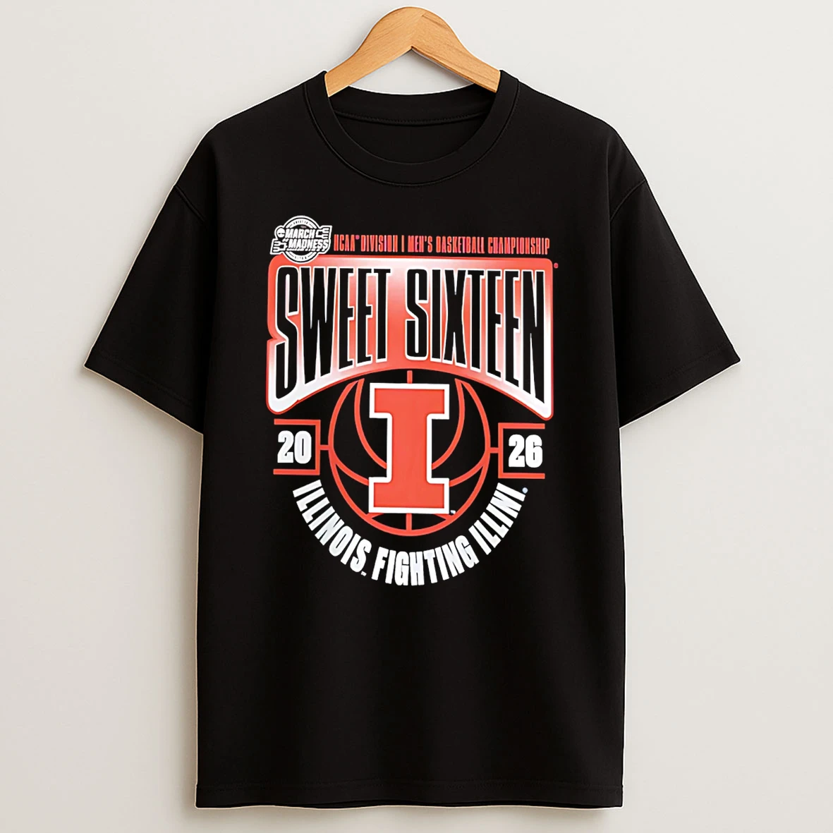 Illinois Fighting Illini 2026 Ncaa Mens Basketball Tournament March Madness Sweet 16 Logo T Shirt