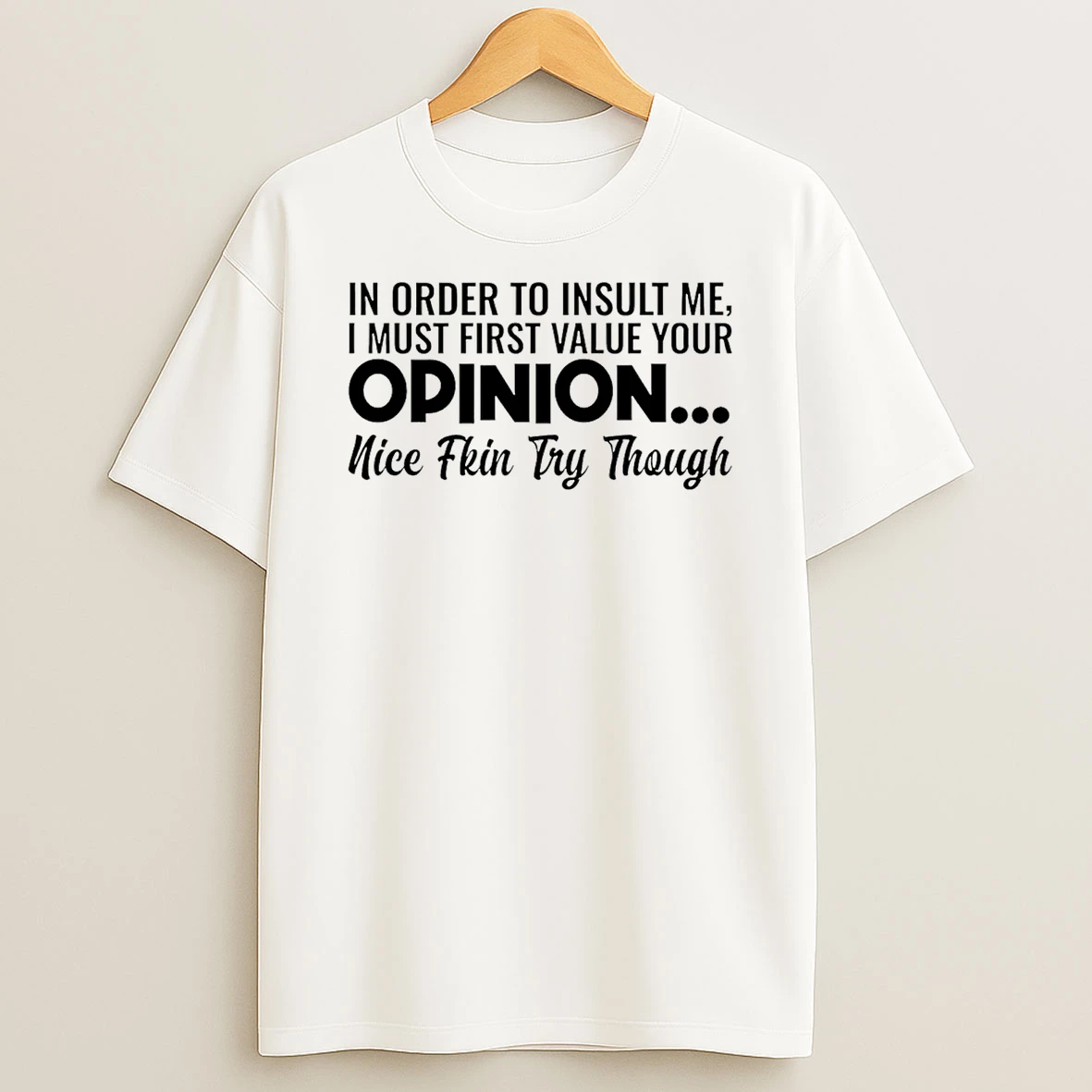 In Order To Insult Me I Must First Value Your Opinion Nice Fkin Try Though T Shirt