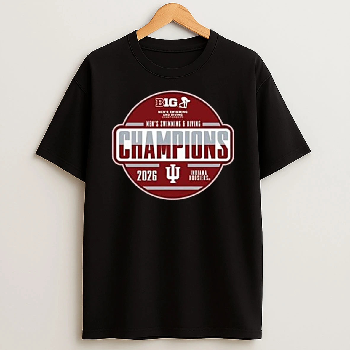 Indiana Hoosiers 2026 Big Ten Mens Swimming Diving Champions T Shirt