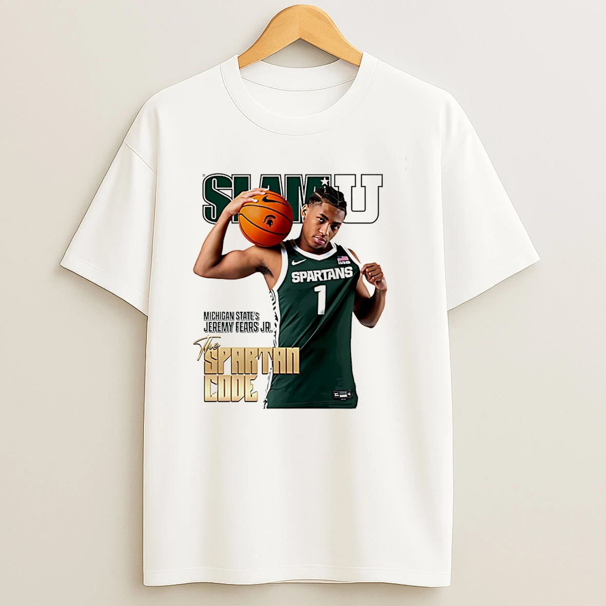 Jeremy Fears Jr Michigan State Spartans The Spartan Code Slamu Graphic T Shirt