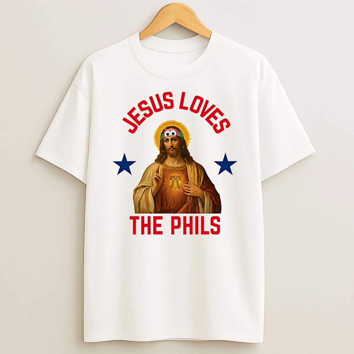 Jesus Loves The Phils Philadelphia Phillies Heart Bell T Shirt