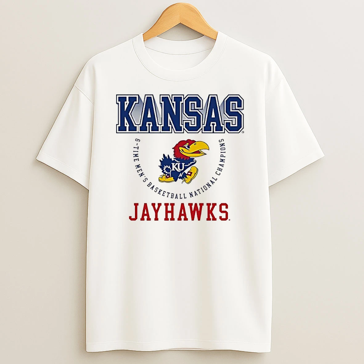 Kansas 6 Time Mens Basketball National Champions Jayhawks T Shirt