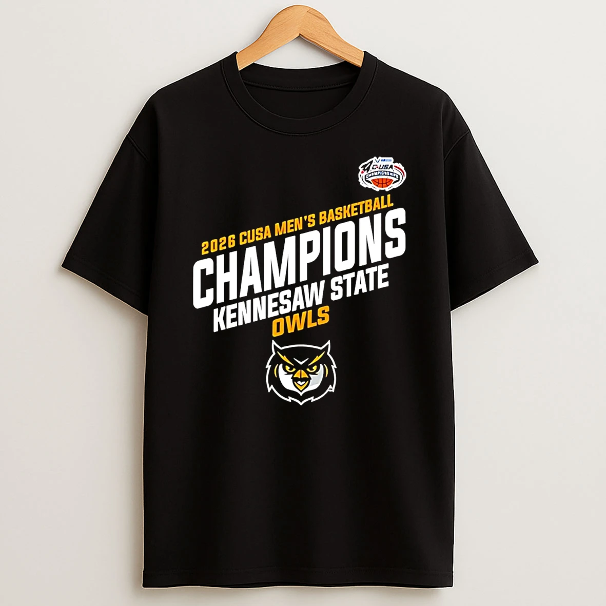 Kennesaw State Owls Champions C Usa Mens Basketball Tournament 2026 Locker Room T Shirt