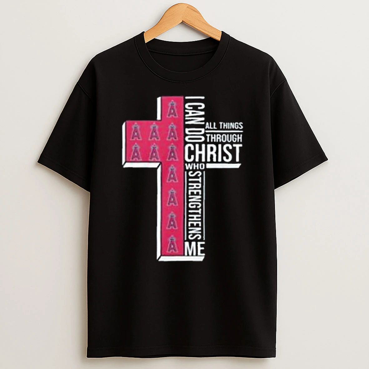 La Angels Religious Baseball Bible Verse Cross Graphic T Shirt