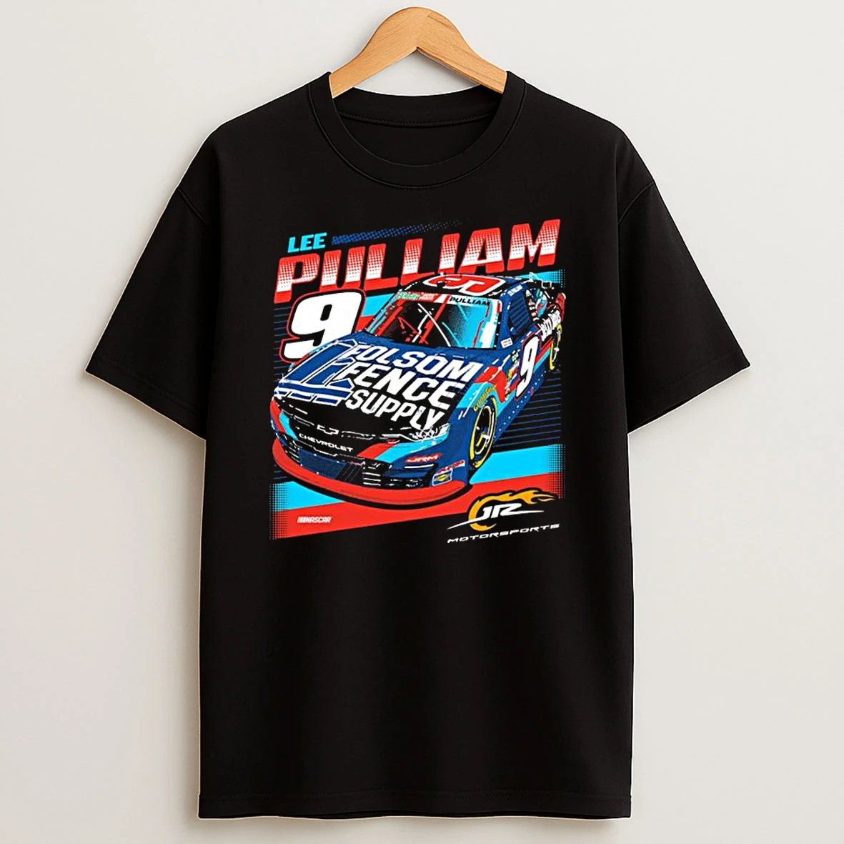 Lee Pulliam Jr Motorsports Team Apparel Black Folsom Fence Supply T Shirt