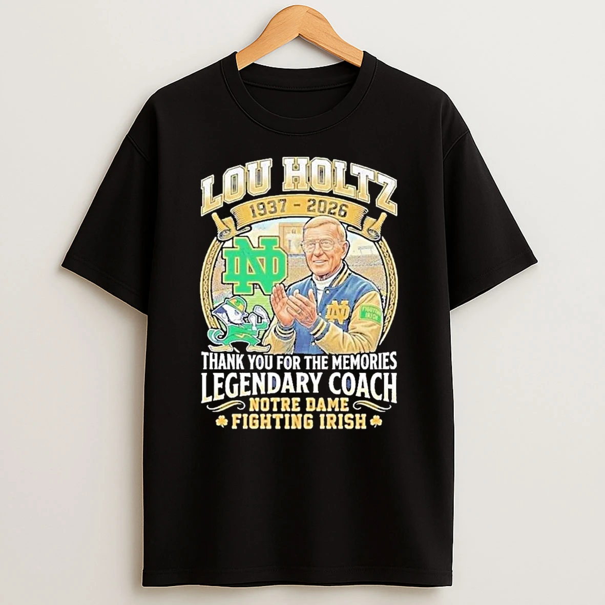 Lou Holtz 1937 2026 Thank You For The Memories Legendary Coach Notre Dame Fighting Irish T Shirt