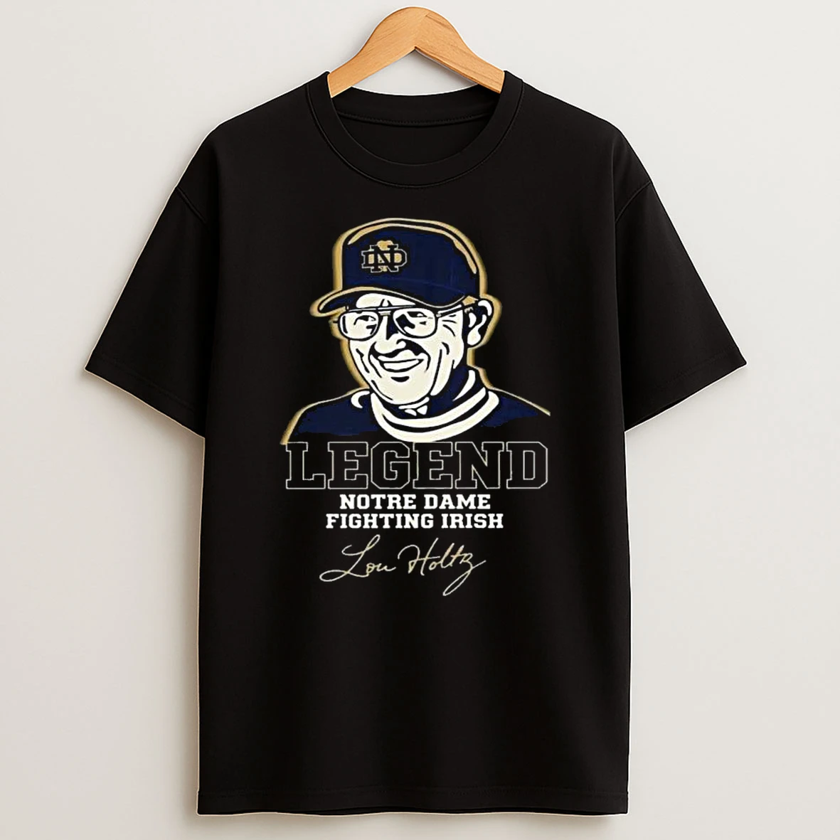 Lou Holtz Coach Legend Notre Dame Fighting Irish Football Signature T Shirt