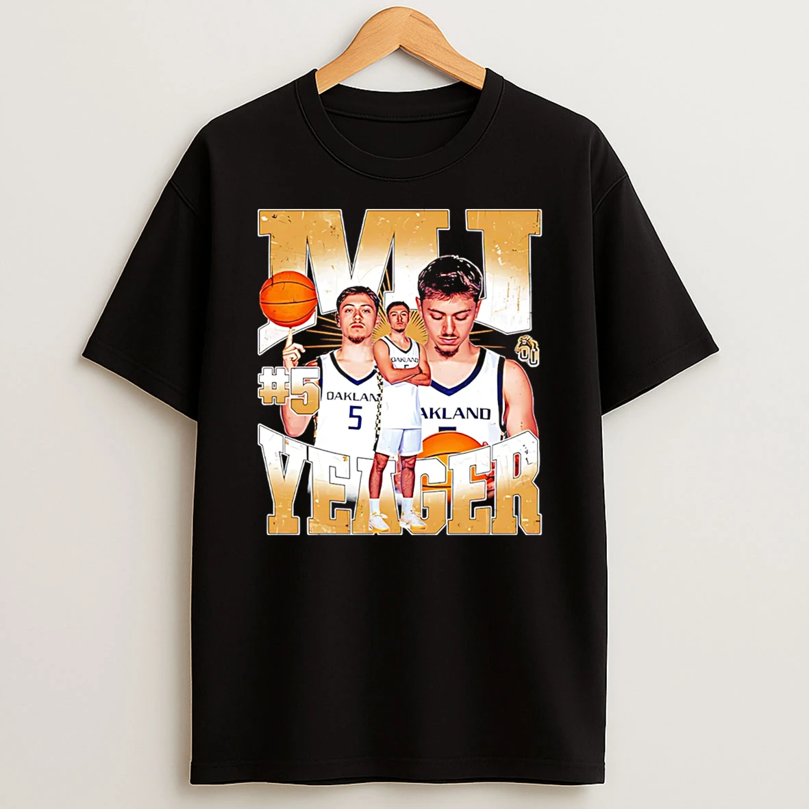 Mj Yeager Oakland Basketball Ncaa Player Collage T Shirt