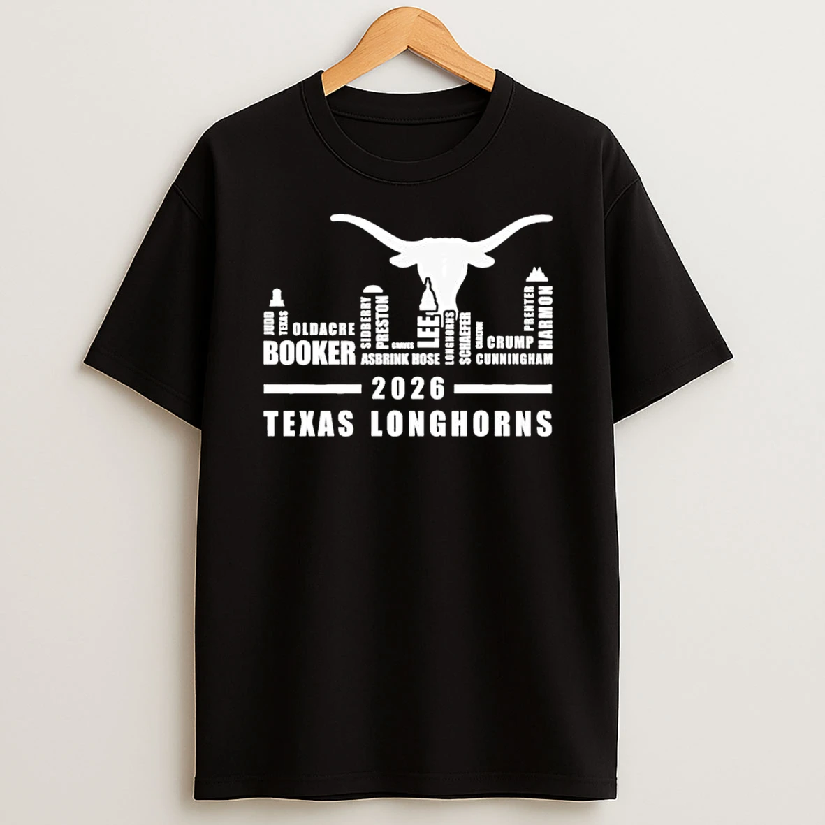 Mm1vhf2g Texas Longhorns Sports Team 2026 Roster Player Names Skyline T Shirt