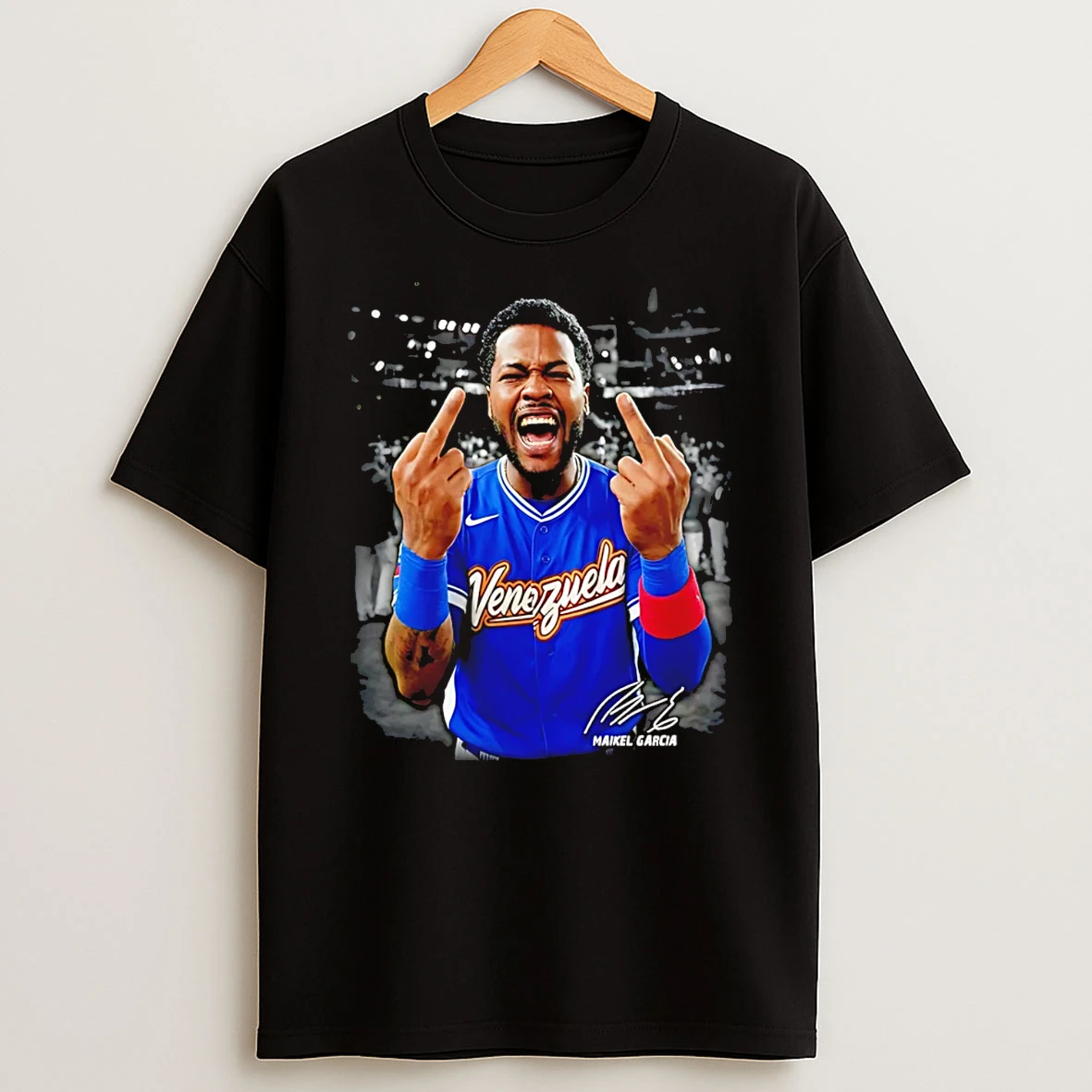 Maikel Garcia Venezuela Baseball Team 2026 Mvp Middle Finger T Shirt