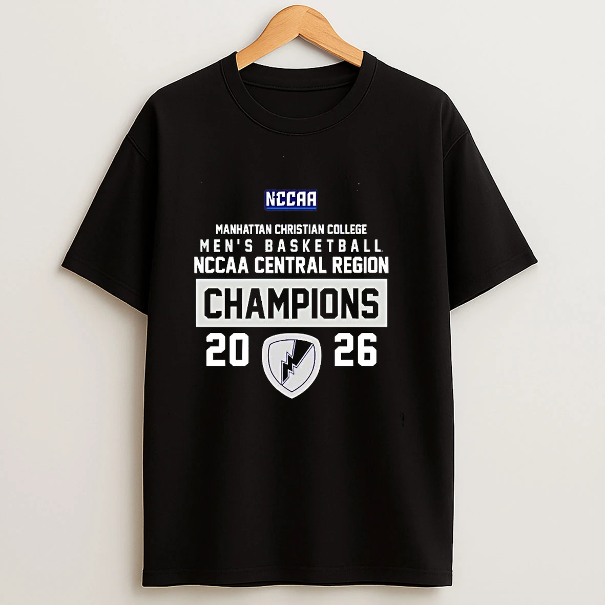 Manhattan Christian College Mens Basketball Ncaa Central Region Champions 2026 T Shirt