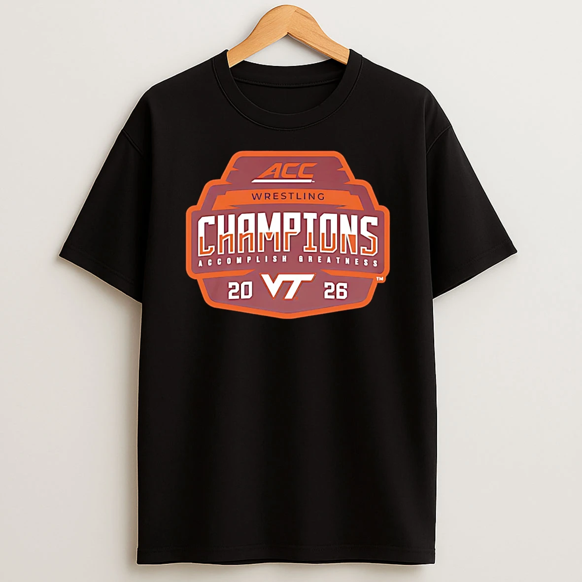 Maroon Virginia Tech Hokies 2026 Acc Mens Wrestling Tournament Champions T Shirt