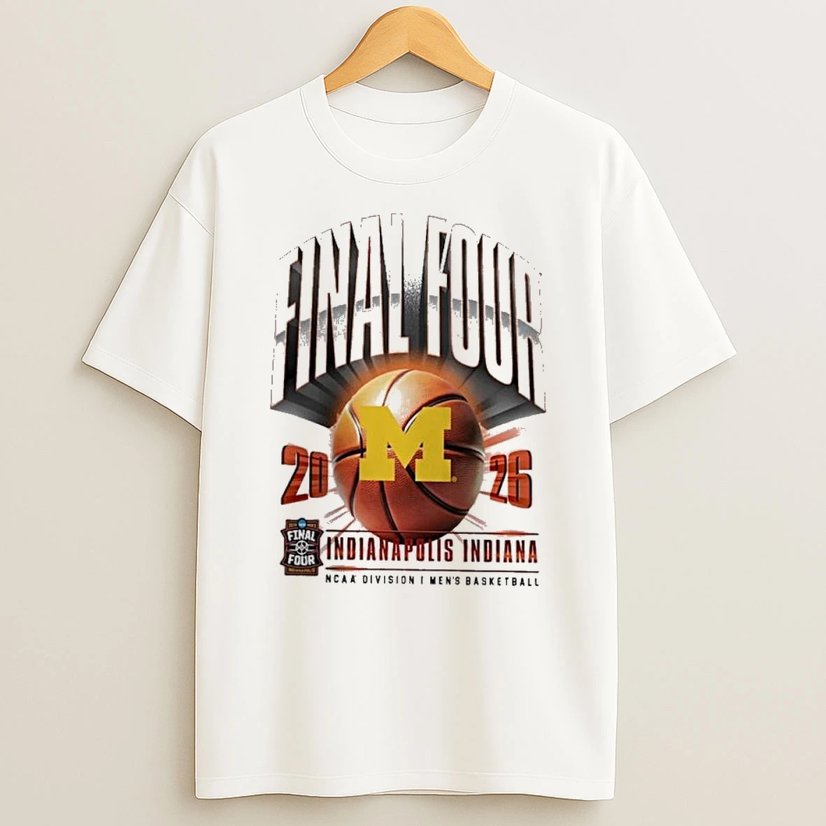 Mens White Michigan Wolverines 2026 Ncaa Mens Basketball Tournament March Madness Final Four T Shirt