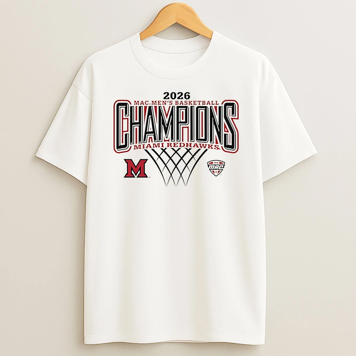 Miami Redhawks 2026 Mac Mens Basketball Regular Season Champions Logo T Shirt