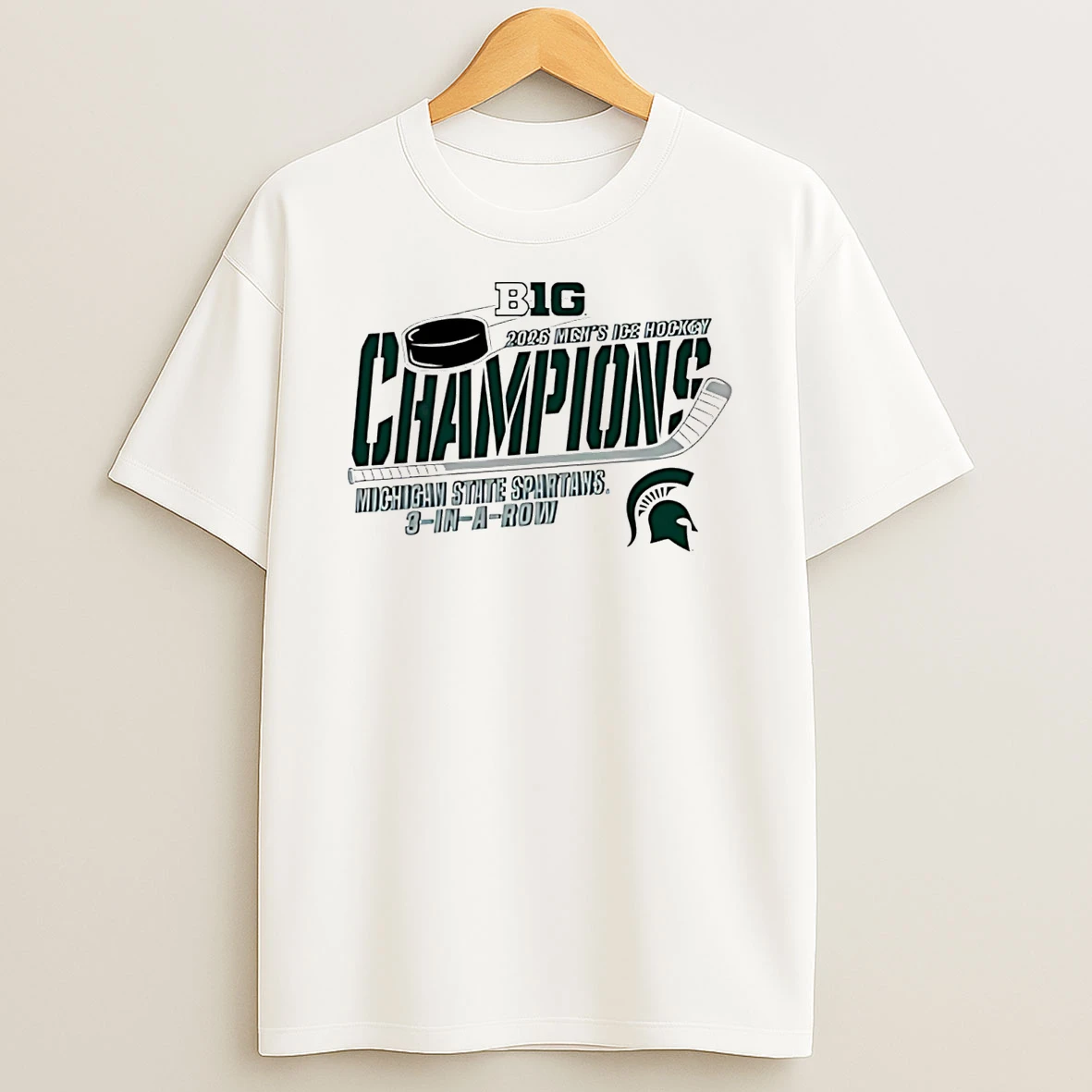 Michigan State Spartans 2026 Big Ten Hockey Champions 3 In A Row T Shirt