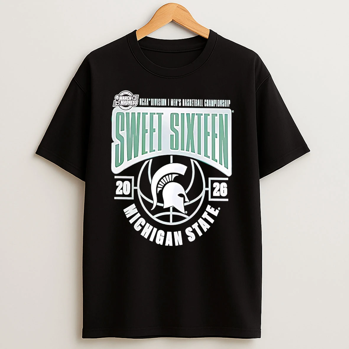 Michigan State Spartans 2026 Ncaa Mens Basketball Tournament March Madness Sweet 16 Logo T Shirt