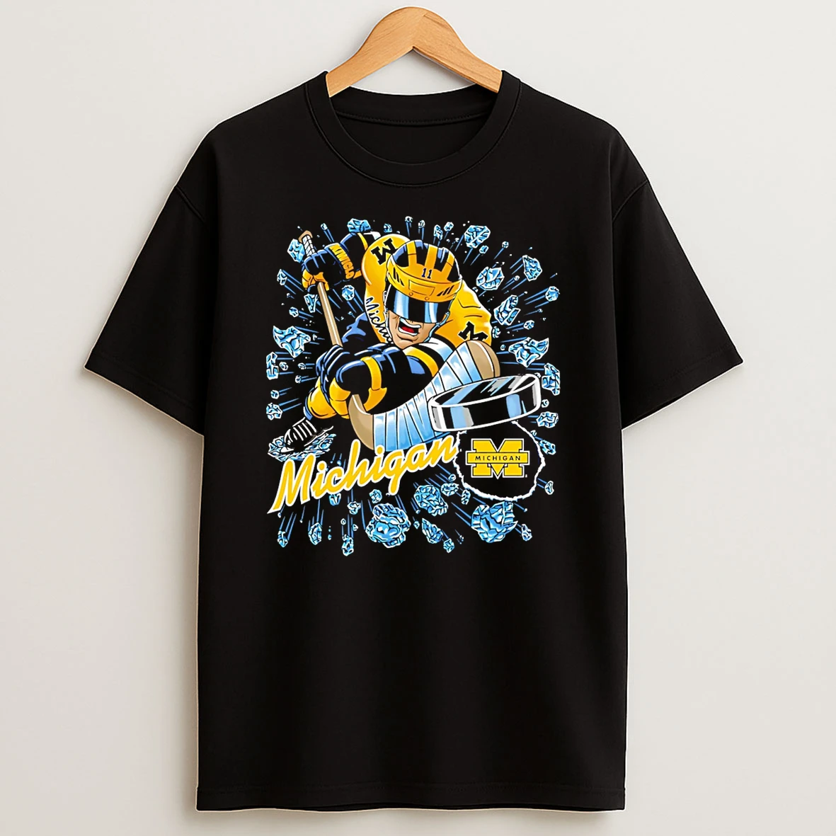 Michigan Wolverines Hockey Player Caricature 2026 T Shirt