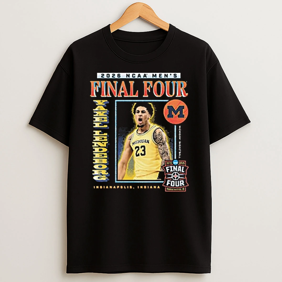 Michigan Wolverines Mens Basketball Campus Ink Yaxel Lendeborg Final Four T Shirt