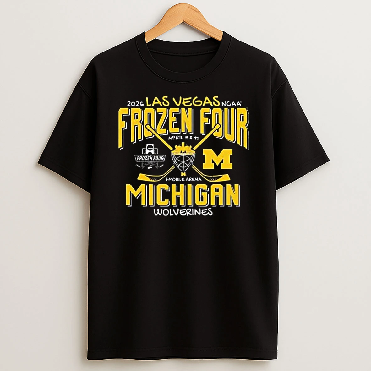 Michigan Wolverines Mens Hockey 2026 Ncaa Frozen Four Vegas Hockey Mask T Shirt