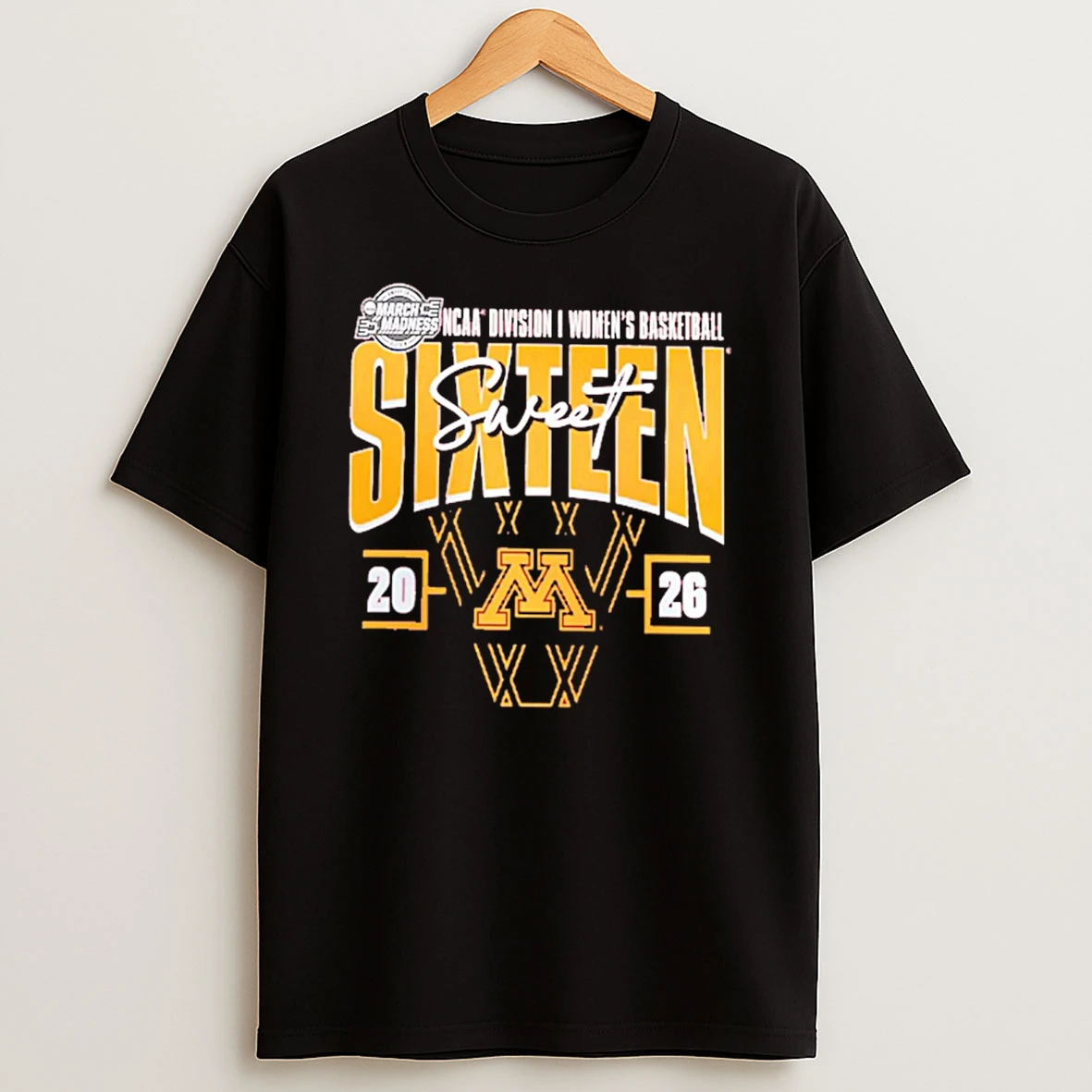 Minnesota Golden Gophers 2026 Ncaa Womens Basketball Tournament March Madness Sweet 16 Court Shot T Shirt